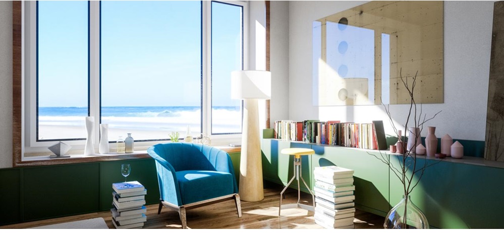 Salón de una casa en primera línea de playa